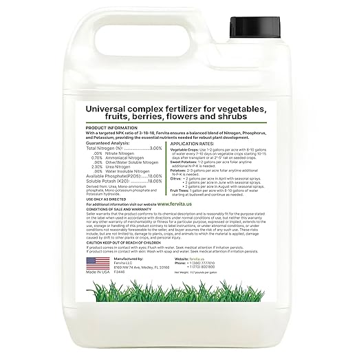 Liquid 3-18-18 Fertilizer for Vegetables, Fruits and Flowers - All Purpose Plant Food Outdoor & Indoor Plant Food - Balanced NPK Flower Food Bloom Booster with Nitrogen Potassium Phosphorus (5gal)