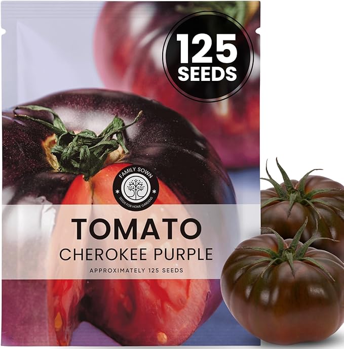 Cherokee Purple Tomato – 125 Premium Seeds for Planting – Rich, Juicy, Historic Heirloom for The 2026 Season – 600 Milligram Pouch