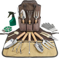 Garden Tool Set, Beswill 12 Pieces Heavy Duty Gardening Hand Tools with Garden Tools Organizer Handbag, Apron, Rust-Proof Stainless Steel Gardening Kit, Wood Handle, Ideal Garden Gifts for Women Men
