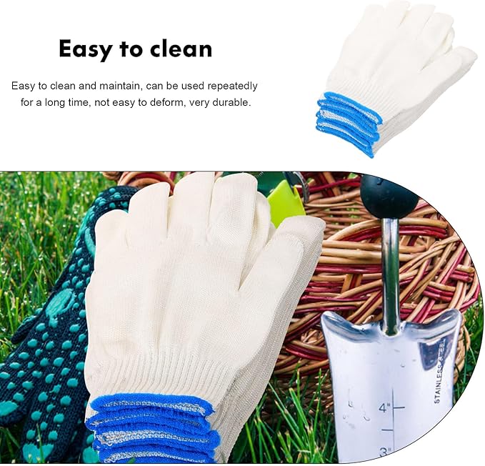 12 Pairs Anti-slip Cotton Thread Work Gloves Heavy Duty Nylon Safety Gloves for Construction Gardening Outdoor Use Xl