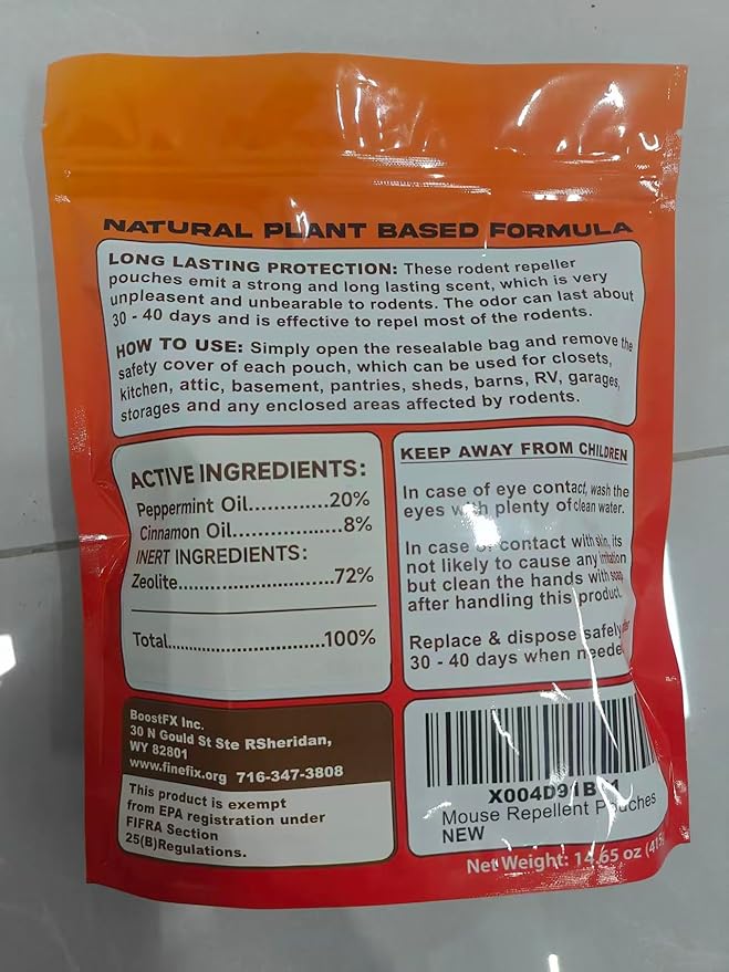 FineFix Rodent Repellent Pouches, 10 Pack Natural Peppermint Mouse Repellent Pouch, Rodent-Repelling Pouches Help Get Rid of Mice and Rats for Indoor and Outdoor Use in Home, Garage, RV, Barn, Boat