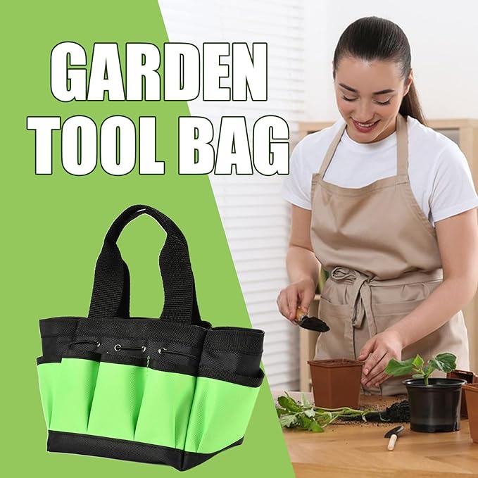 Garden Tool Storage Bag – Oxford Cloth Organizer, Waterproof Material, Lightweight Portable Design, Multiple Pocket Feature, Secure Tool Holder | Perfect Storage Gloves Scissors Hammer Nails
