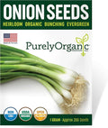 Organic Onion Seeds (Bunching Evergreen) - Approx 200 Seeds - USDA Organic, Non-GMO, Open Pollinated, Heirloom, USA Origin