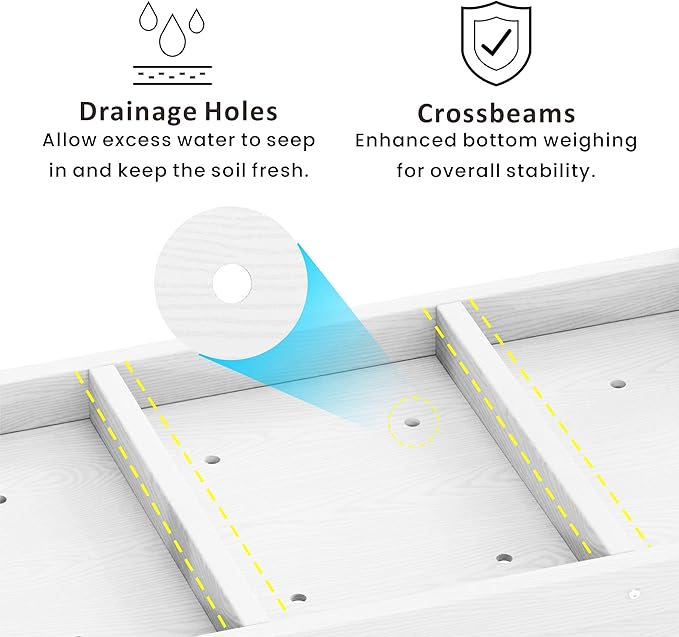 Raised Garden Bed Outdoor with Legs,HDPE Elevated Planter Box Rot-Resistant and Non-Cracking,Raised Beds for Gardening for Backyard, Patio, Balcony, 300lb Capacity White
