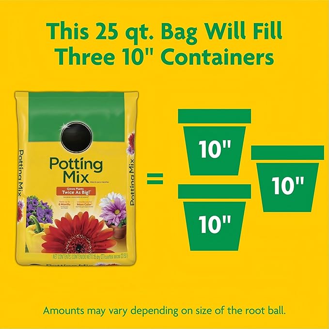 25 qt All Purpose Potting Mix, Lightweight Garden Soil for Indoor Outdoor Potted Plants, Flowers, Shrubs, Great for Houseplants and Landscape Gardening