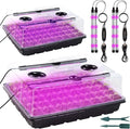 96-Cell Self-Watering Seed Starter Tray with Grow Light & Humidity Dome for Indoor Seedling Growth Complete Kit for Plant Germination LED Red Blue 2 Set