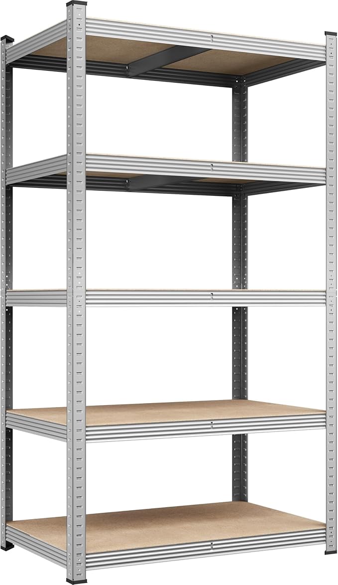 Yaheetech Storage Shelves, 5 Tier Heavy Duty Adjustable Metal Shelving Unit, Industrial Utility Rack for Garage Warehouse Pantry Closet (35.5 W x 16 D x 71 H Inches, Silver)