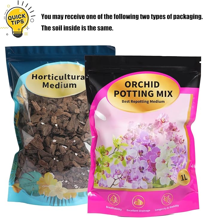Organic Orchid Potting Mix & Bark Blend 4qt - All Natural, Fast Draining Soil for Phalaenopsis, Dendrobium, Oncidium Plants