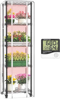 Indoor Greenhouse with Grow Lights,with 40W Full Spectrum Growing Lamps for Seed Starting , 5 Tier 15.7" L×11.8" W×62.3" H Mini Greenhouse，Grow Light Shelf with Tent and Thermometer