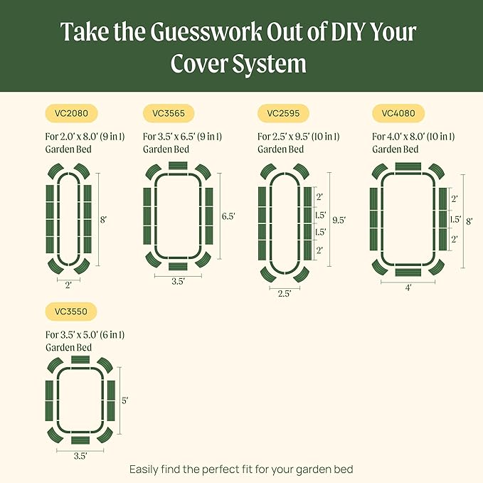 Vego garden 2' x 8' (9 in 1) Cover Netting System, 35% Shading Rate for Plant Protection, Pest Control Frame Cover Kit, Durable & Heavy-Duty Garden Cover (Garden Beds Not Included)