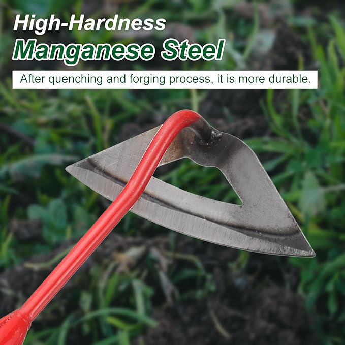 HARFINGTON 2pcs Garden Hollow Hoe 16.14" x 6.5" Steel Hoe Garden Tool Anti-Rust with Non-Slip Handle Edger Weeder Shovel for Backyard Loosening Farm Planting Weeding, Red