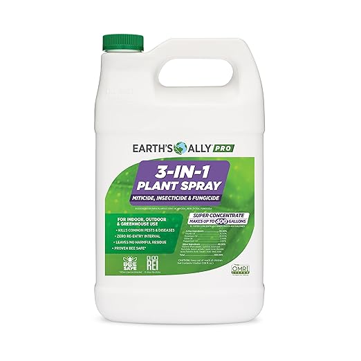 Earth's Ally 3-in-1 Plant Spray 1 Gal Concentrate for Pests and Disease - Organic Insecticide, Fungicide, Miticide - OMRI Listed for Indoor Houseplants and Outdoor Garden - Safe for Bees, Kids, Pets