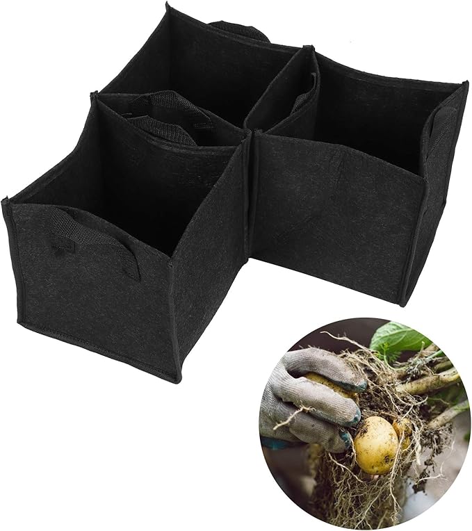 3Pcs Plant Growing Bag with Handles, Breathable Design Black Square Garden Vegetable Grow Container, Heavy Duty Fabric Raised Garden Bed, Thick Fabric Planting Pots for((3 gallons) 19.5*19.5*20)
