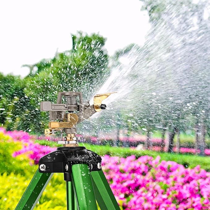 Keten Impact Sprinkler on Tripod Base, 2 Pack Lawn Sprinklers for Yard with 360 Degree Large Area Coverage, Extra Tall Heavy Duty Water Sprinkler for Lawn/Yard/Garden