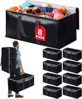 Heavy-Duty & Extra Capacity Moving Bags with Backpack Straps, Storage Totes with Double Zipper & Strong Handles, Packing Bags Alternative to Moving Boxes, Moving Supplies (8 Pack, Black)