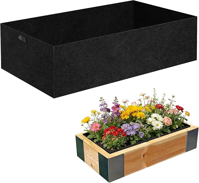 CIEOVO Raised Garden Bed Liner Thick Fabric Raised Garden Bed Breathable Drainage Rectangle Grow Bags with Handles Fabric Garden Bed for Outdoor Raised Garden Beds Holds Soil, 4 x 2 x 1ft