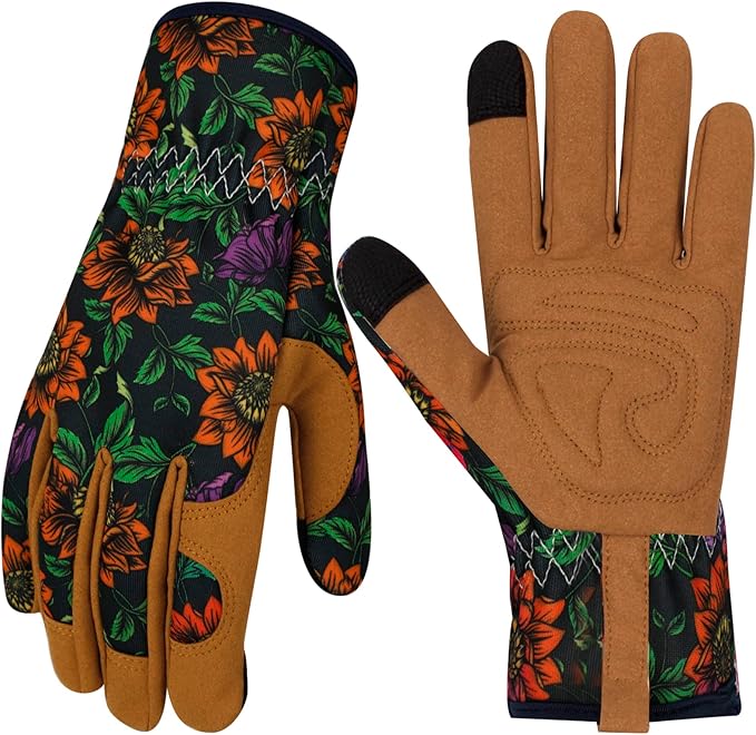 Leather Gardening Gloves for Women Thorn Proof Garden Gloves Touch Screen Working Gloves Gifts