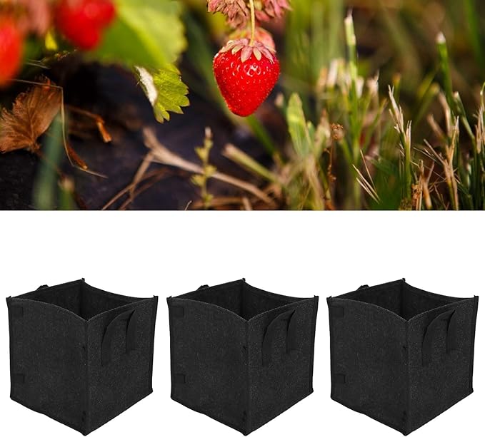 Fafeicy Plant Container 3Pcs Plant Growing Bag with Handles Black Square Felt Vegetable Fruit Flower Grow Container Garden Supplies ((5 gallons) 23.5 * 23.5 * 25)
