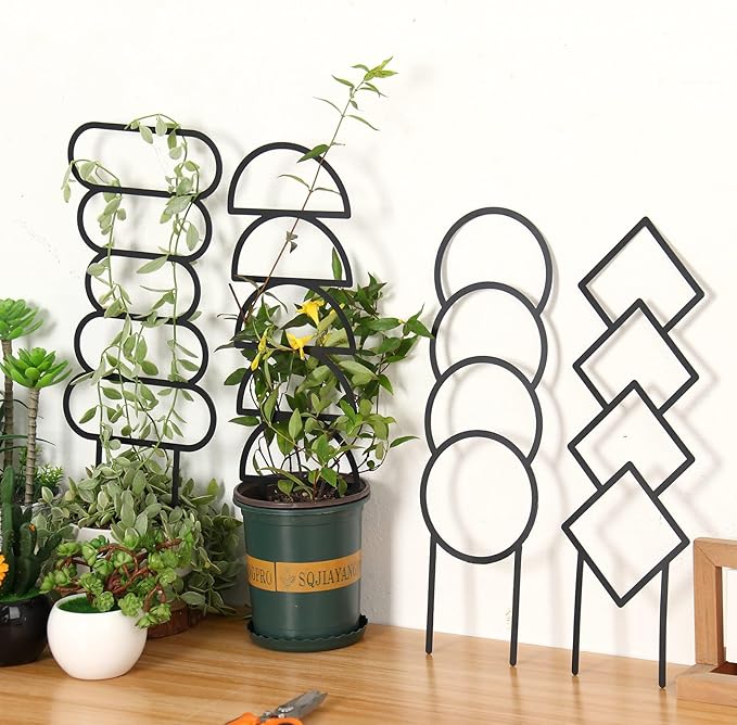 4 Pcs Trellises for Climbing Plants Indoor Metal Climbing Plant Support Metal Plant Trellis for Pots Garden Trellis for Climbing Plants for Plant Lovers (Style 2)