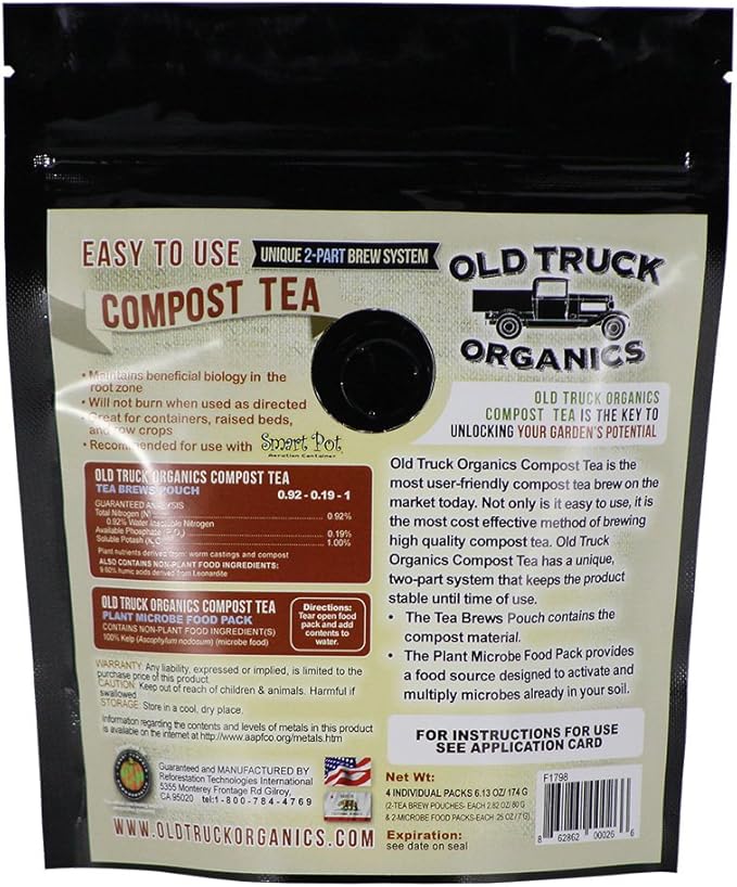 Compost Tea Easy-to-Brew Kit, 2 Tea Brew Pouches & 2 Microbe Food Packs