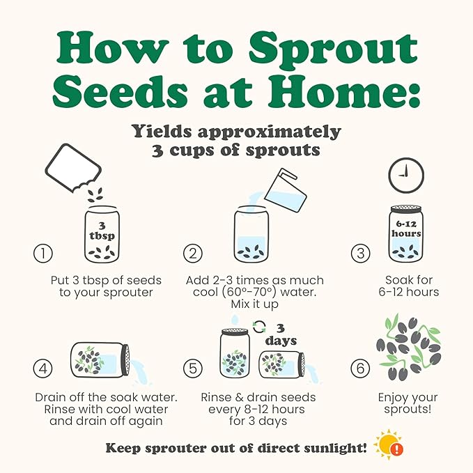 Food to Live Organic Spicy Mix of Sprouting Seeds, 3 Pounds — Non-GMO Broccoli, Radish, Alfalfa, Raw, Rich Germination Rate, Non-Irradiated, Pure, Kosher, Vegan Superfood, Bulk, Rich in Sulforaphane