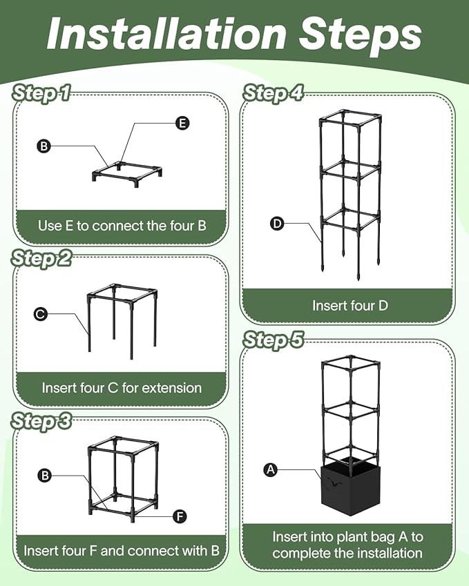 2PCS Dragon Fruit Trellis for Climbing Plants Indoor Outdoor, Heavy Duty Metal Adjustable Vertical Garden Support for Indoor Outdoor Potted Plants, Tomato, Cactus, Roses,Vines(12 * 12 * 47inch,2PC)