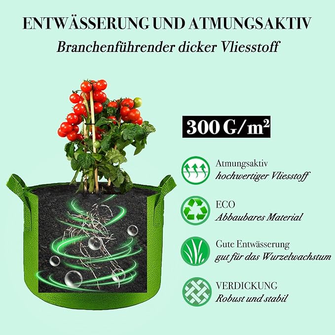 7 Gallon Grow Bags, Colorful Fabric Plant Grow Bags, Non-Woven Fabric Pots Planting Pots, Tomato Planter for Vegetables Flowers, 5-Pack
