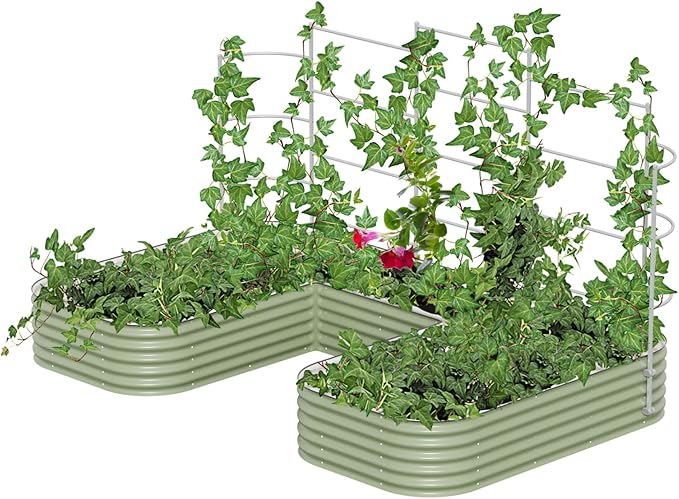 Vego Garden Modular Wall Trellis System, 11.5' Long for 7' x 11.5' Jumbo Size U-Shaped Garden Beds
