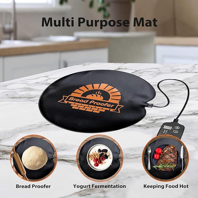 Bread Proofer Warming Mat - Sourdough Warming Mat Sourdough Dough Proofer for Fermenting with Thermostat Control Adjustable Temperature 59°F - 140°F (Round)