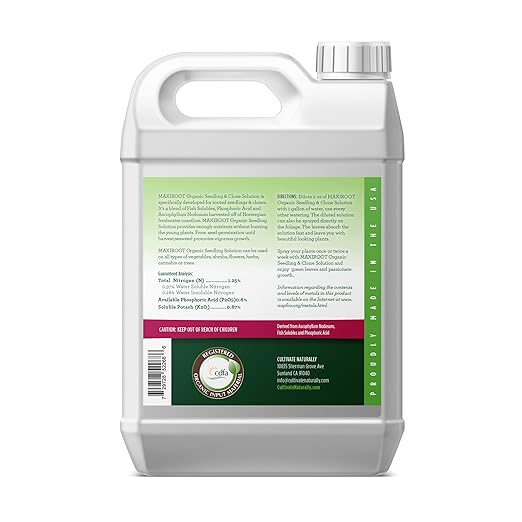 Organic Seedling Fertilizer 1 Gal, CDFA Organic Registered. Plant Care Fertilizer for Vegetable Gardens Like Tomato, Cucumber, Beans, Carrots and All Other Plants