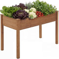 DUMOS Raised Garden Bed with Legs, 48x24x30 Inch Planter Box Outdoor with Liner for Herbs Flowers Vegetables, Elevated Wooden Garden Bed for Patio, Balcony and Backyard, Brown