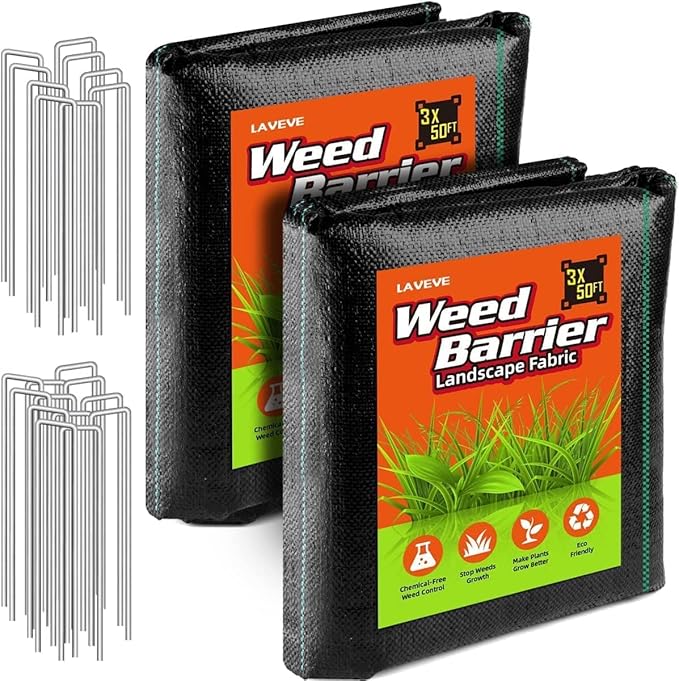 3FT x 100FT Weed Barrier Landscape Fabric Heavy Duty, 3.2oz Premium Garden Ground Cover Mat for Weed Control, Gardening, Plant Beds and Farming