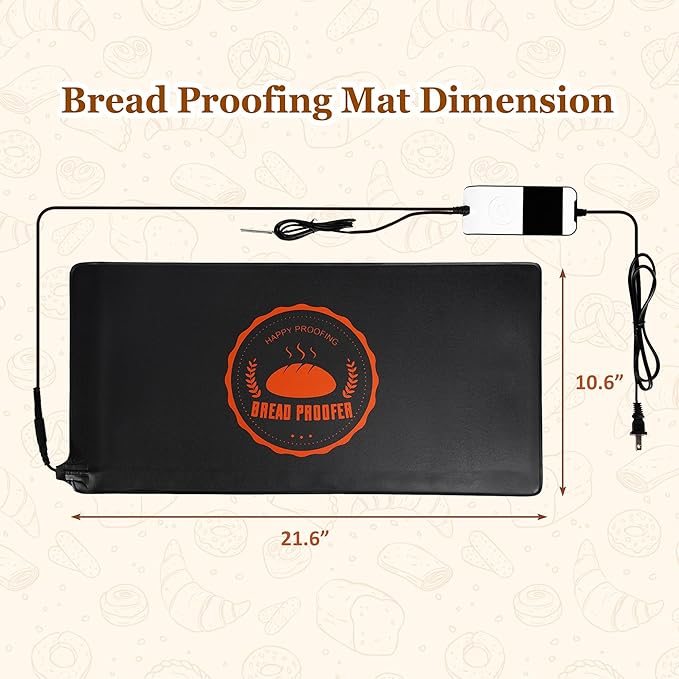 Bunmery Bread Proofing Mat 2 Pack, Sourdough Warming Mat, Sourdough Starter Warmer with Thermostat Temperature Control, Dough Proofer Heating mats for Home Kitchen Baking Food(10.6" x 21.6")
