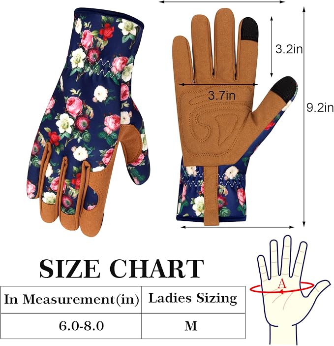 Leather Gardening Gloves for Women Thorn Proof Garden Gloves Touch Screen Working Gloves Gifts,M