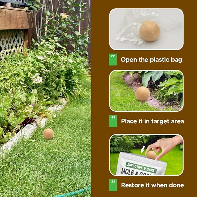 Mole Repellent, Gophers Repellent, Vole Repellant Outdoor, Groundhog Deterrent, Armadillo Repellent for Garden, Mole Control, Keep Mole Out of Yard, Safe Around Pet & Plant-8P