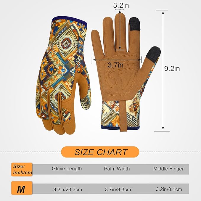 Leather Gardening Gloves for Women Thorn Proof Garden Gloves Touch Screen Working Gloves Gifts,M