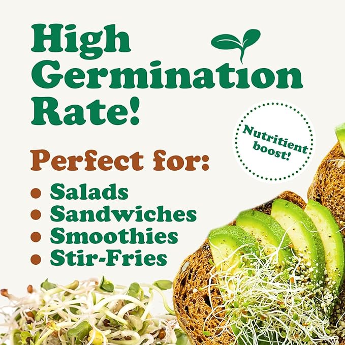 Food to Live Organic Spicy Mix of Sprouting Seeds, 3 Pounds — Non-GMO Broccoli, Radish, Alfalfa, Raw, Rich Germination Rate, Non-Irradiated, Pure, Kosher, Vegan Superfood, Bulk, Rich in Sulforaphane
