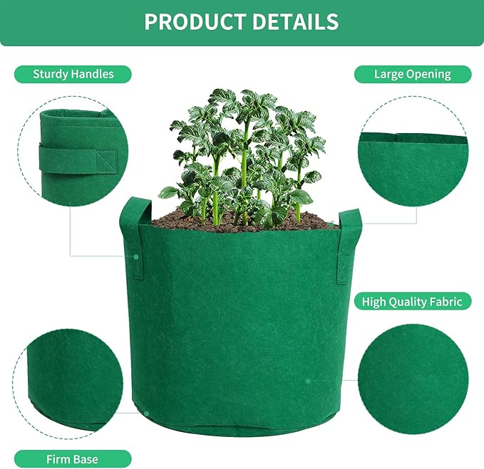 SILKIR Grow Bags, 10 Gallon, Green