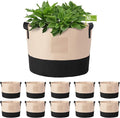 LITLANDSTAR 10 Gallon Fabric Grow Bags, 10 Pack Heavy Duty Thickened Nonwoven Plant Grow Bags with Handles and Label Bags, Fabric Plant Pots for Growing Vegetables Flowers Herbs (Black Mixed Camel)