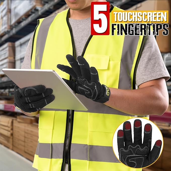 HANDLANDY Work Gloves for Men & Women, Utility Mechanic Working Gloves Touch Screen, Flexible Gardening Gloves for Yard