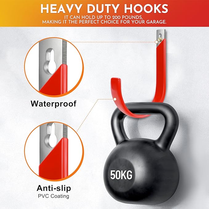 Garden Hose Holder, Wall Mount Hose Hanger Heavy Duty Organizer for Water Hoses Metal Hook Wall Mounted Rack for Hoses Storage, 1 Pack-Red