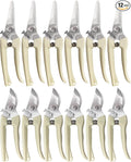 Pruning Shears for Gardening - 12 Packs Stainless Steel Garden Shears for Cutting Flowers Stems, Plants, Bonsai, Fruits Picking (Yellow)