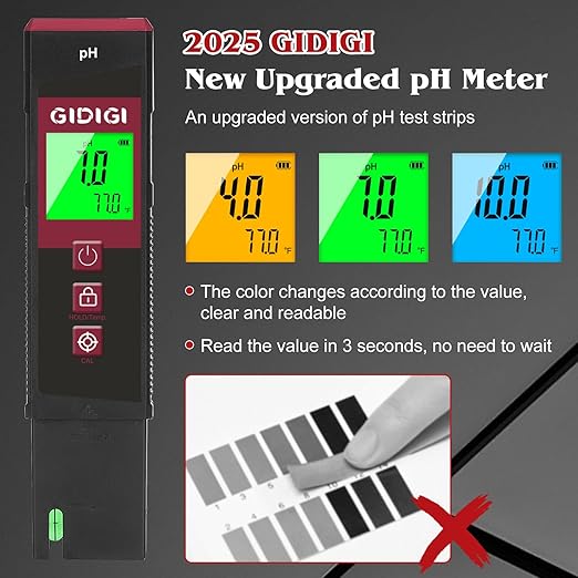 Digital pH Meter for Water, High Accuracy UL-Certified pH Tester with Color LCD Backlit Display and pH Test Strips, Water Quality Tester for Pool, Hydroponics, Aquarium, Hot Tub, Drinking Water