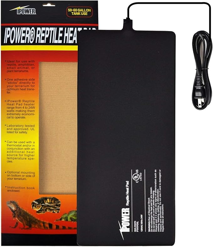 iPower 8X18 Inch Reptile Heat Pad Under Tank Heater Terrarium Warmer Heating Mat for Turtles Lizards Frogs and Other Small Animals