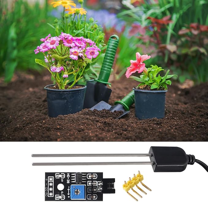 Soil Moisture Sensor, Icstation Humidity Detector, with Corrosion Resistant Probe, Digital Analog Signal Output for Arduino Raspberry Pi Garden Automatic Watering System (10Sets)