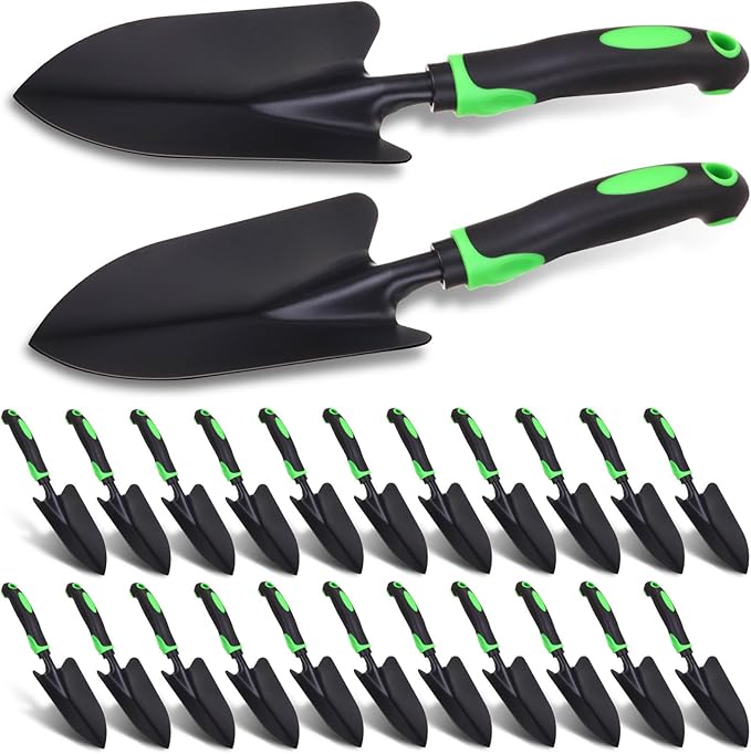 Yaocom 36 Pcs Garden Shovel Aluminum Alloy Heavy Duty Trowel Small Digging Shovels Metal Hand Trowel Spade with Soft Handle for Garden Lawn Yard Planting Tool (Large Shovel,Green)