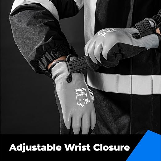 toolant 100% Waterproof Gloves for Men and Women, Winter Work Gloves for Cold Weather, Touchsreen, Thermal Gloves for Fishing, Gardening and Working in Freezer, With Grip, Grey, XX-Large