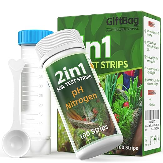 2-in-1 Complete Soil Test Kit for pH & Nitrogen – Includes Soil Sampling Spoon & Centrifuge Tube – Accurate & Easy-to-Use Soil Tester for Garden, Lawn & Plants Care