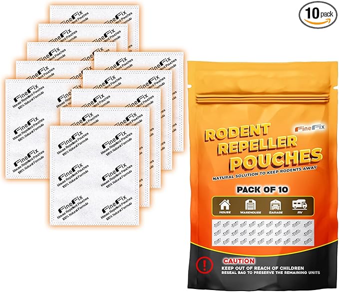 FineFix Rodent Repellent Pouches, 10 Pack Natural Peppermint Mouse Repellent Pouch, Rodent-Repelling Pouches Help Get Rid of Mice and Rats for Indoor and Outdoor Use in Home, Garage, RV, Barn, Boat