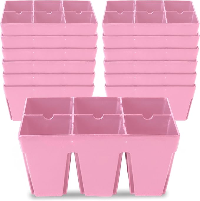 Epic Gardening Reusable Seed Starter Tray - 6 Cell/12 Seedling Starter Trays - Easy Watering, Indoor Greenhouse, Plant Starter, Gardener-Friendly for Seedlings | UV-Treated & BPA-Free - Pink